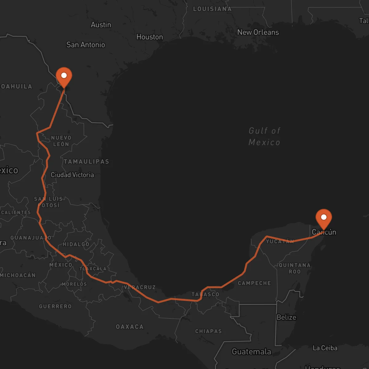 Ruta Cancún - Nuevo Laredo