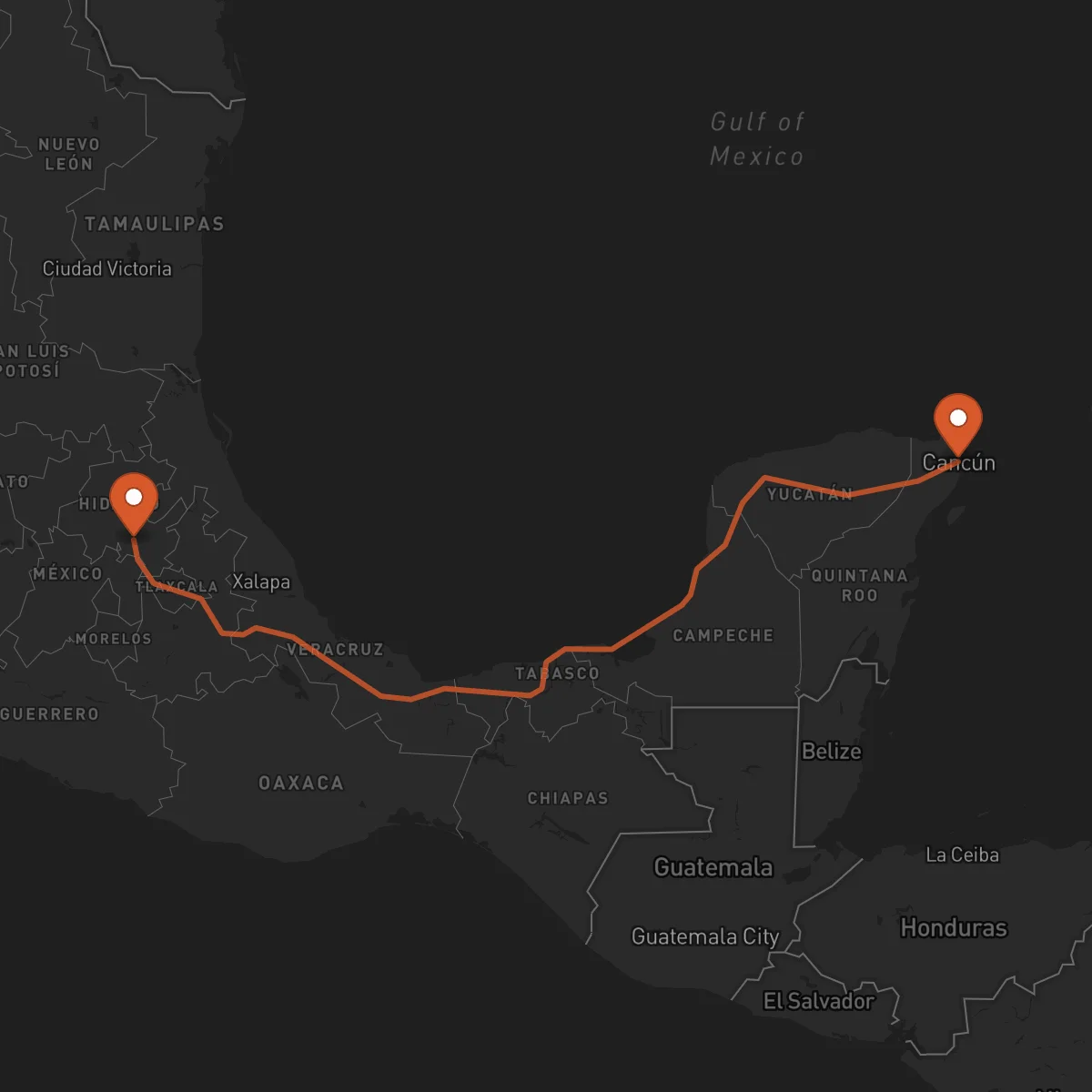 Ruta Cancún - Pachuca de Soto
