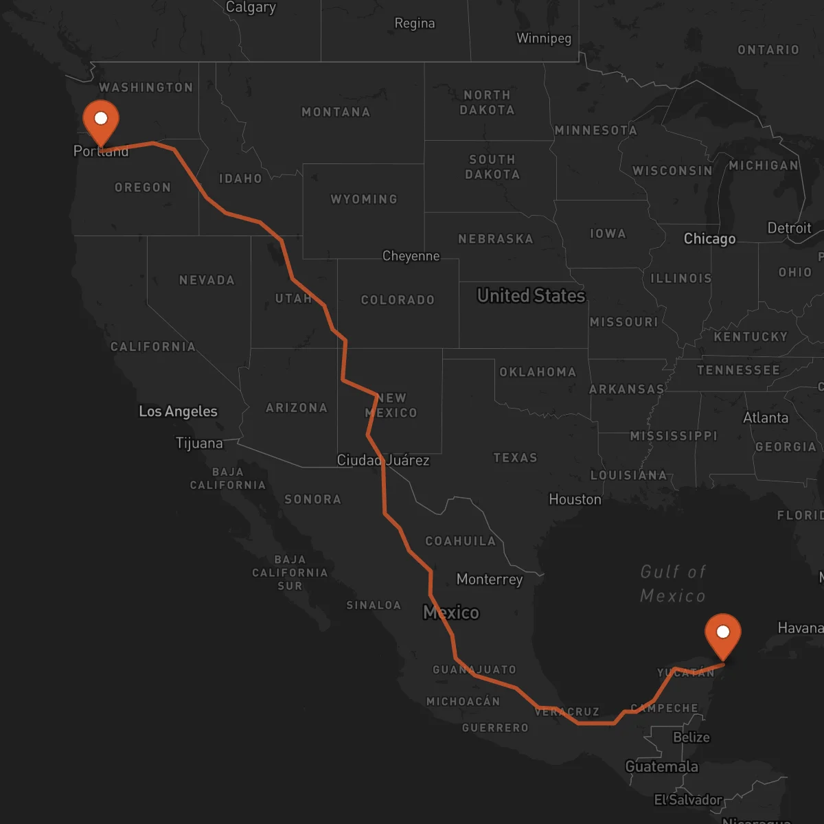 Ruta Cancún - Portland