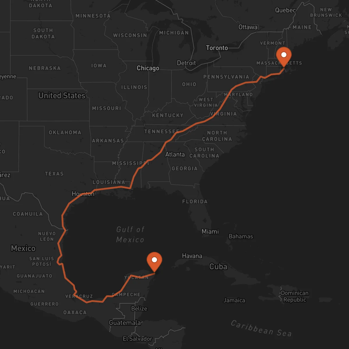 Ruta Providence - Cancún