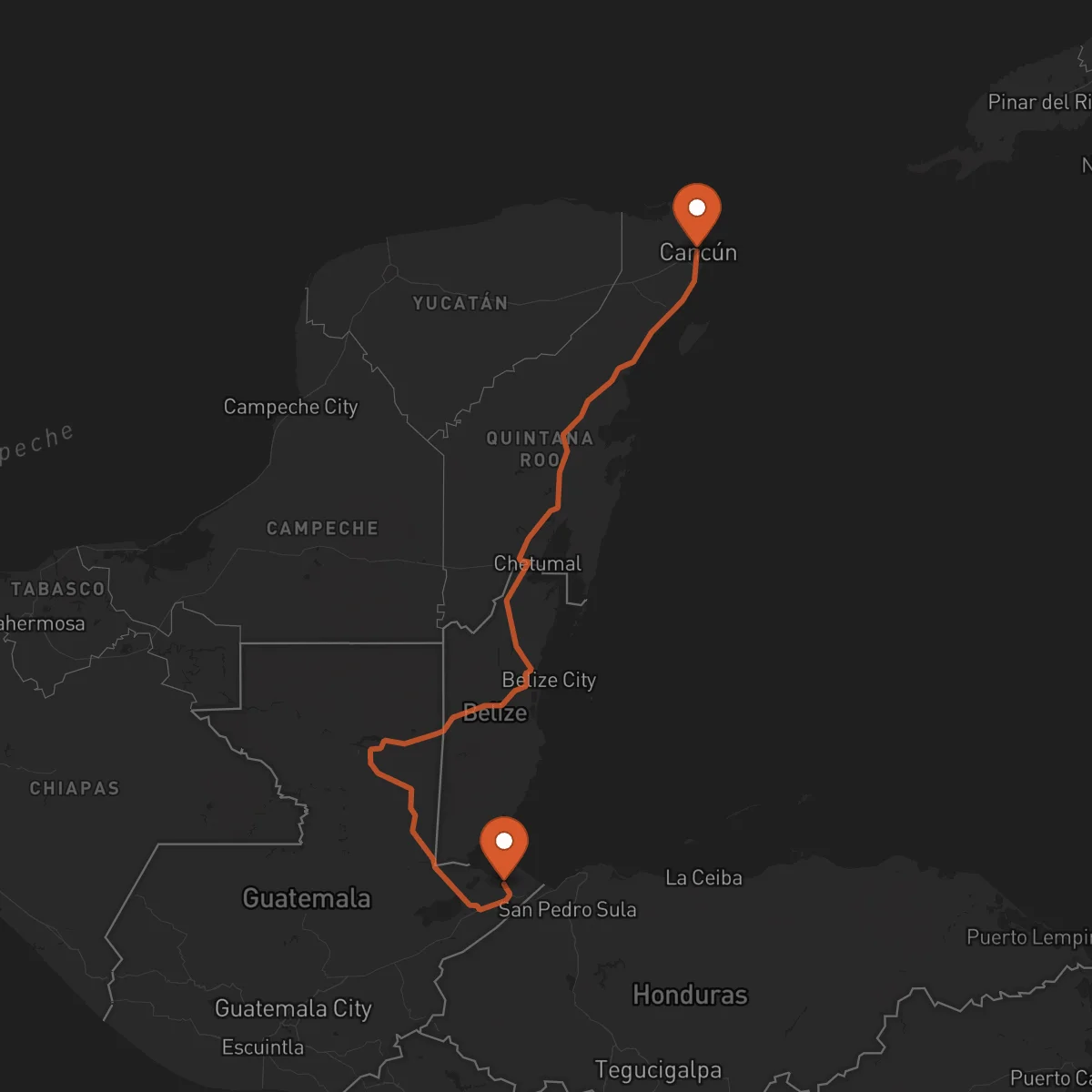 Ruta Cancún - Puerto Barrios