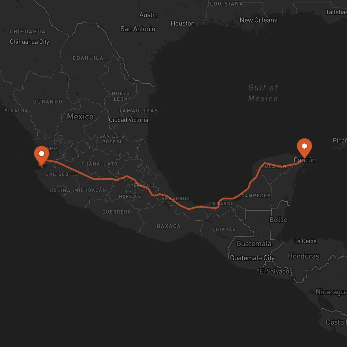 Ruta Puerto Vallarta - Cancún