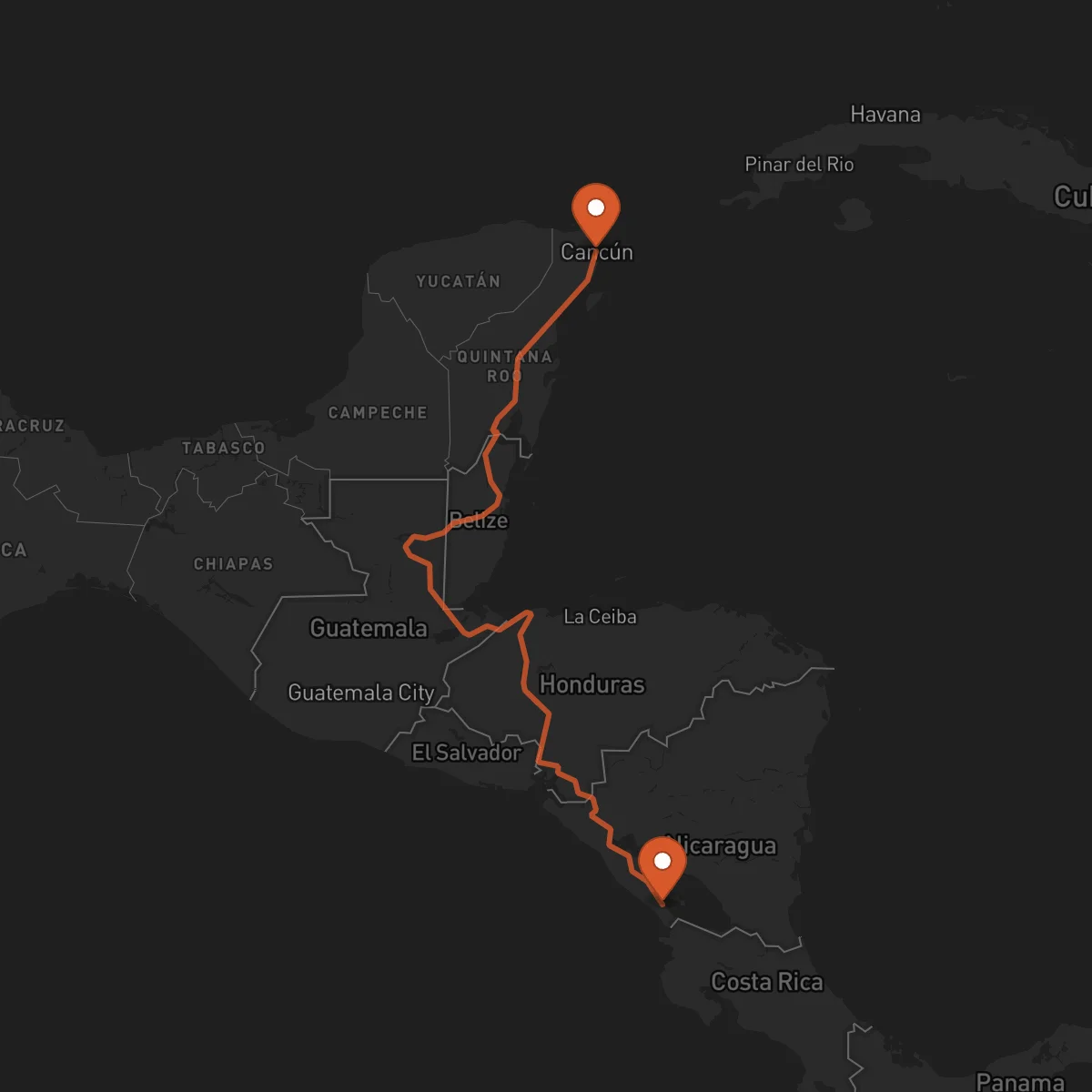Ruta Cancún - Rivas