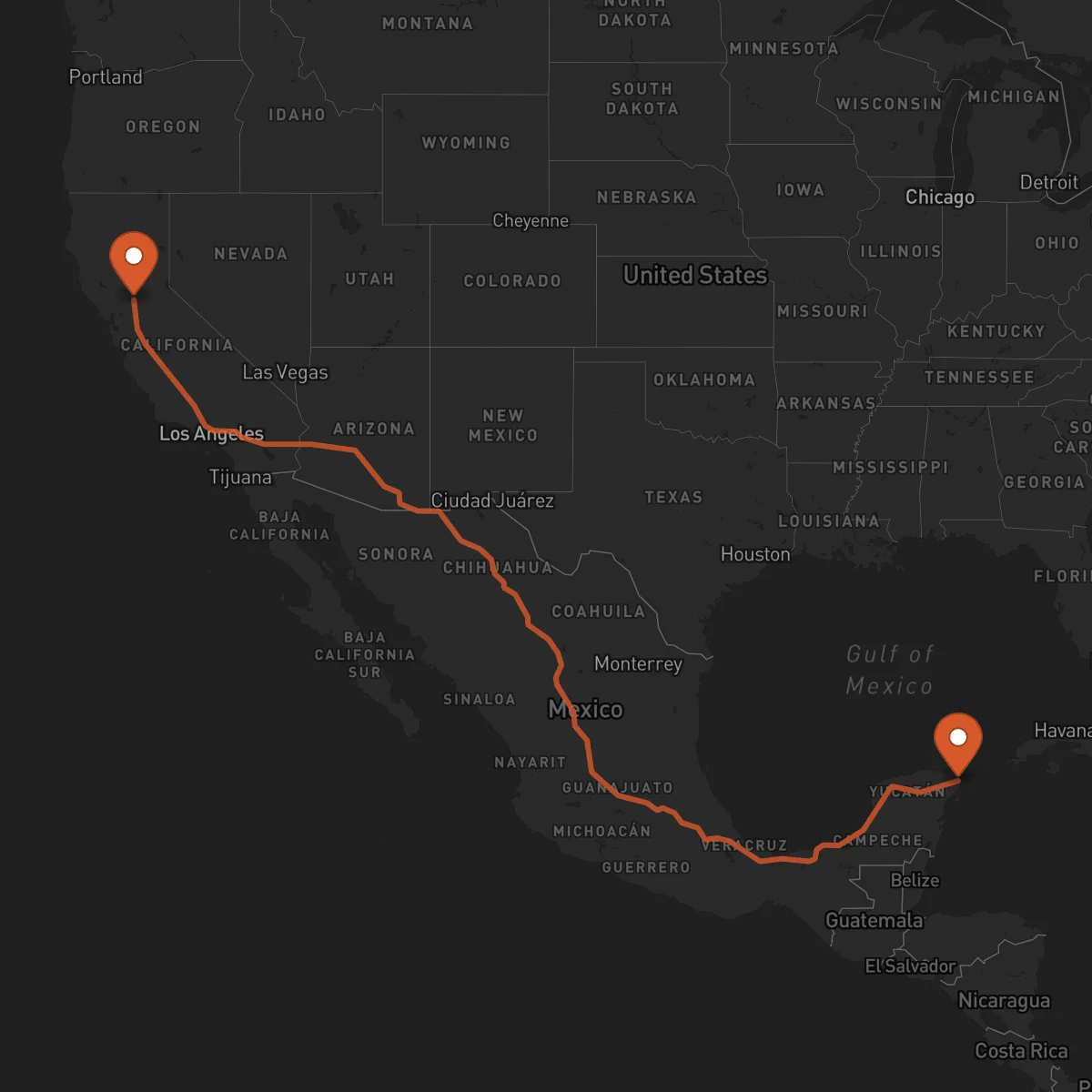 Ruta Cancún - Sacramento