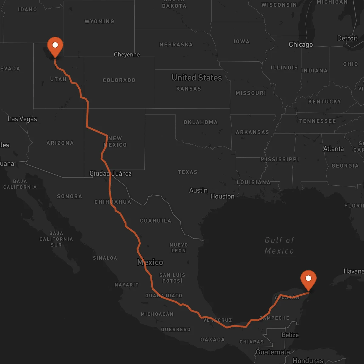 Ruta Salt Lake City - Cancún