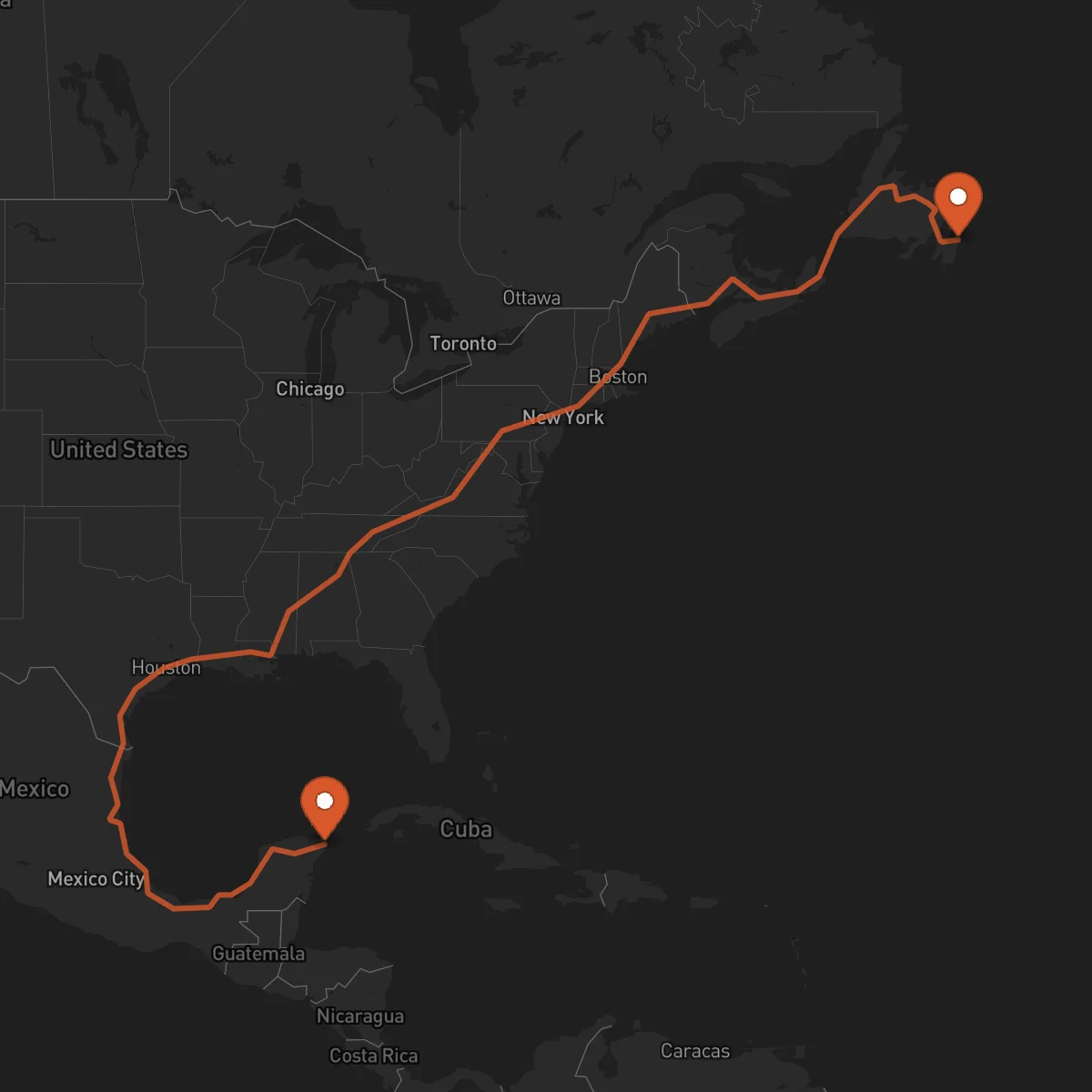 Ruta San Juan de Terranova (St. John's) - Cancún