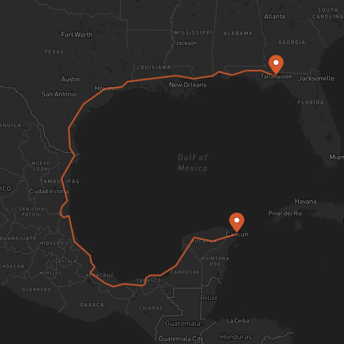 Ruta Cancún - Tallahassee