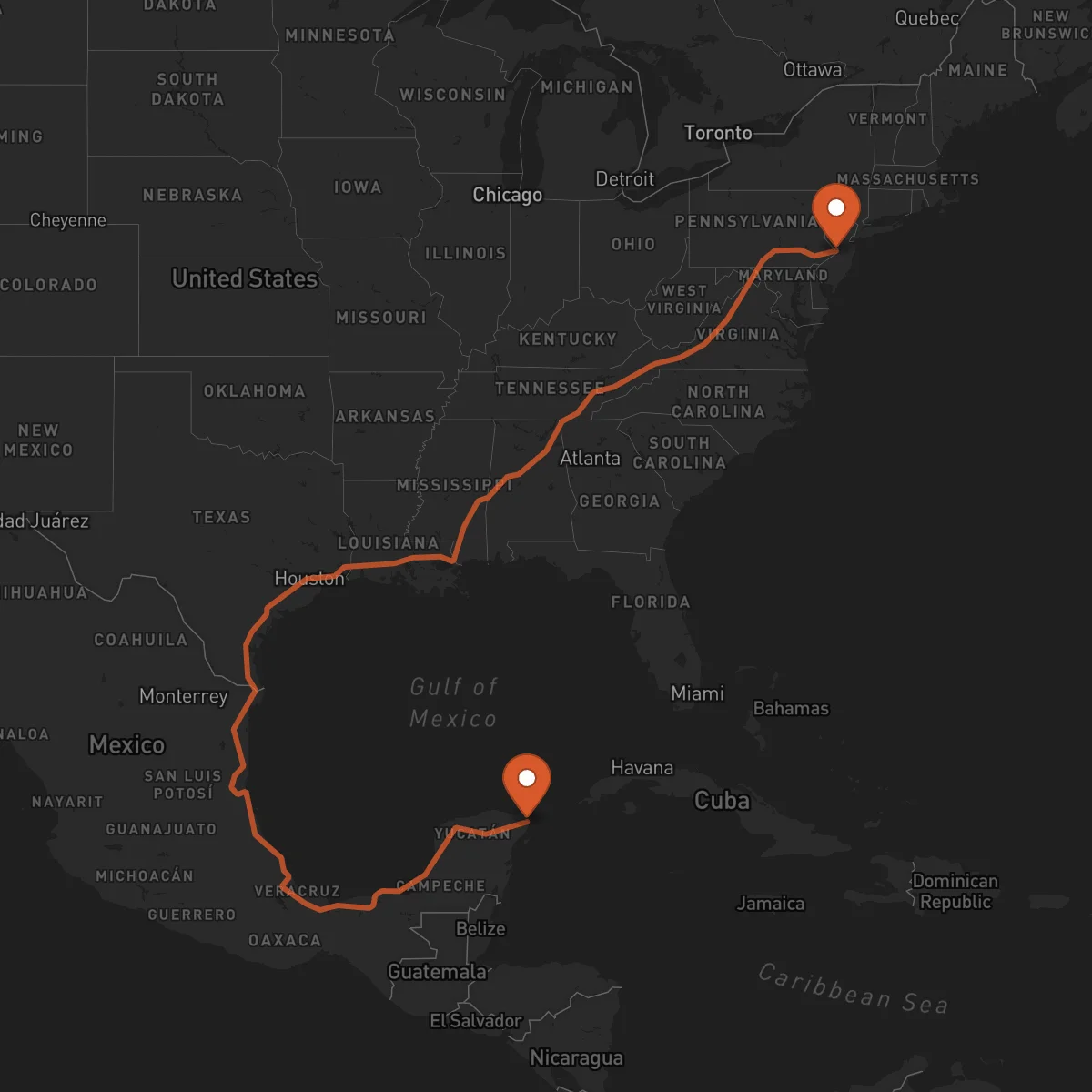 Ruta Cancún - Trenton