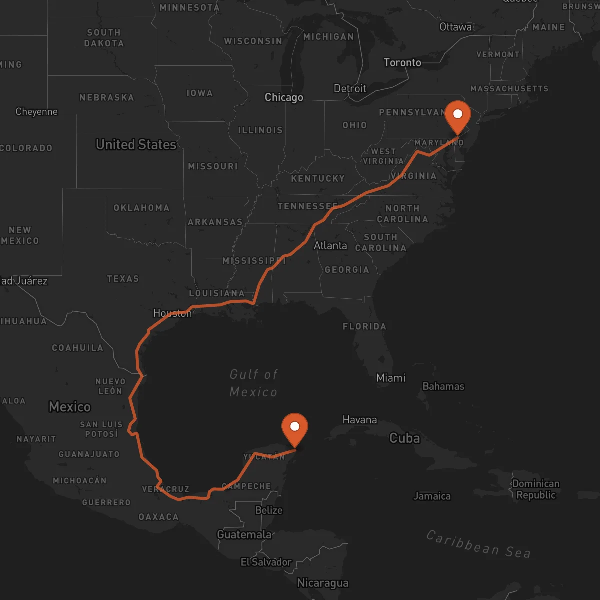 Ruta Cancún - Wilmington