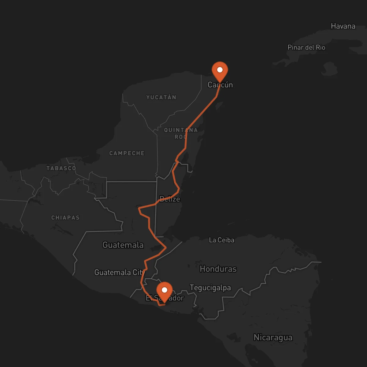 Ruta Zacatecoluca - Cancún