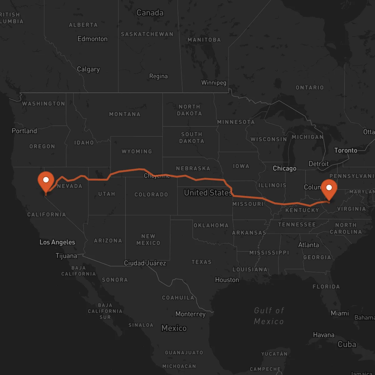 Ruta Carson City - Charleston