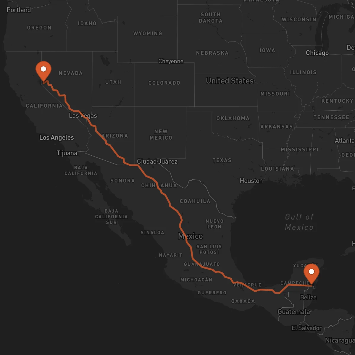 Ruta Carson City - Chetumal