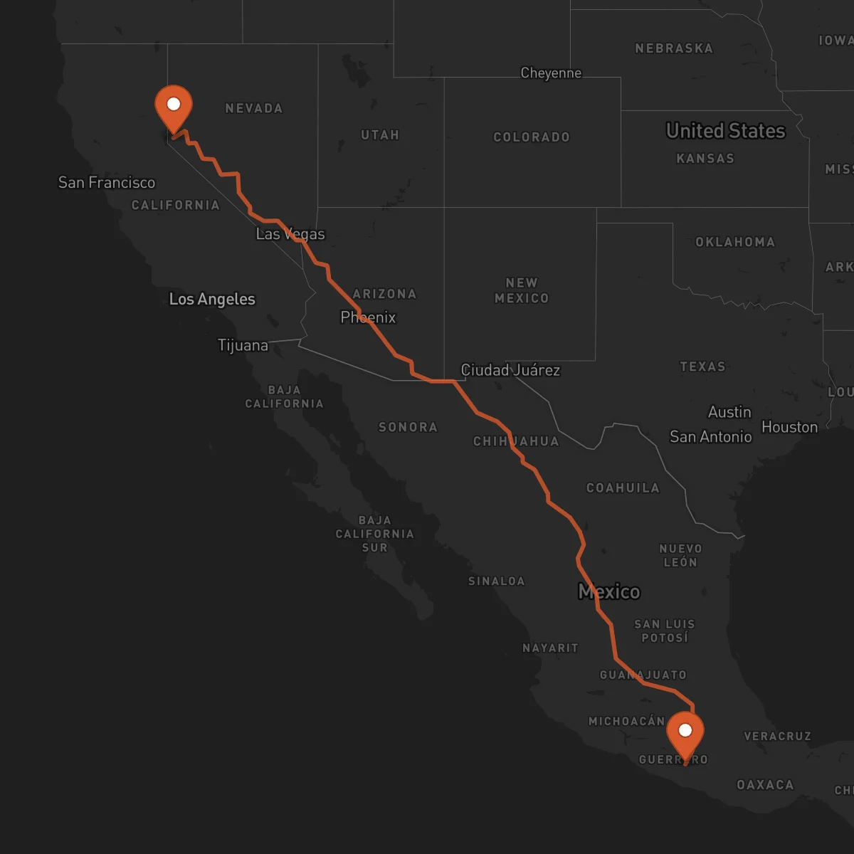 Ruta Chilpancingo de los Bravo - Carson City