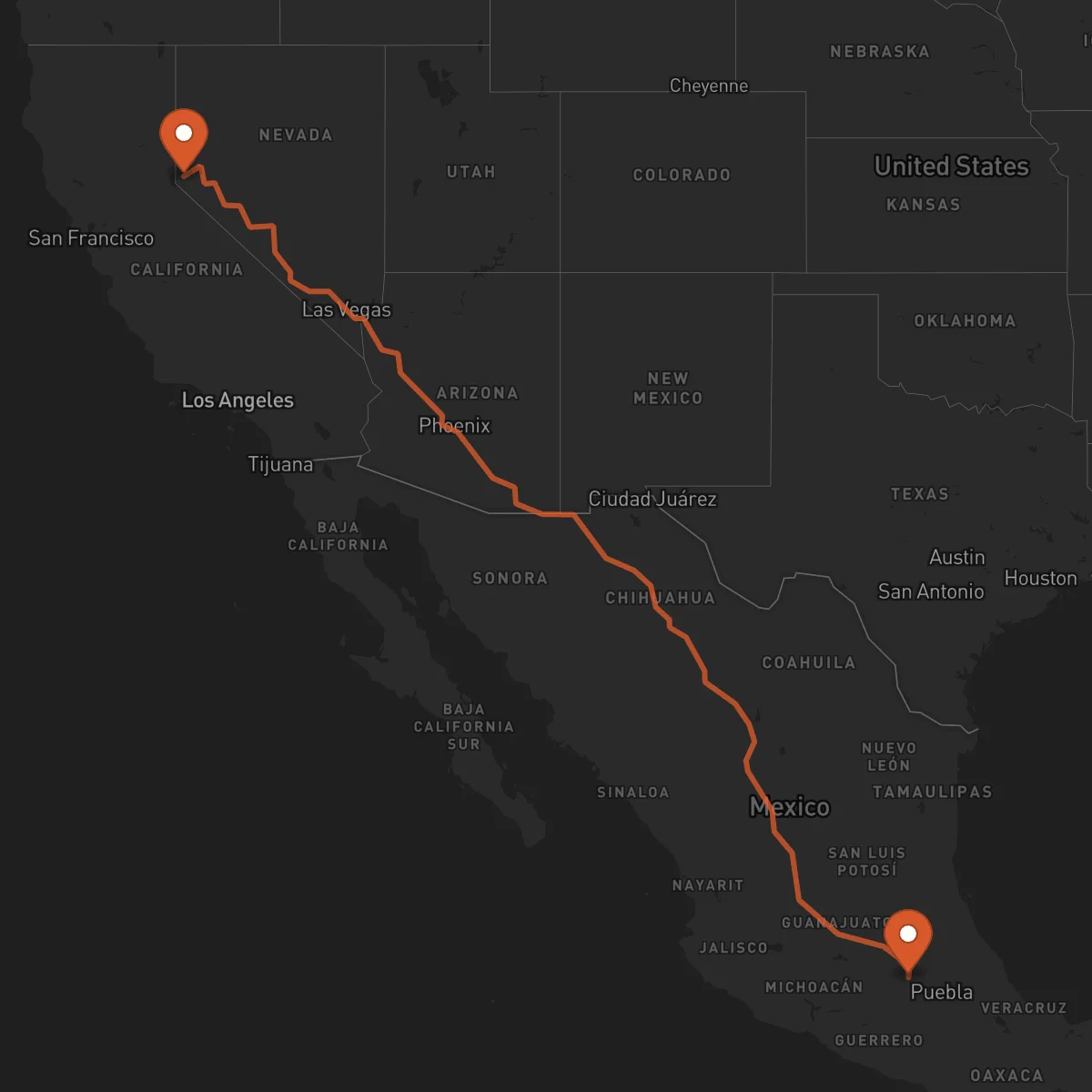 Ruta Carson City - Ciudad de México