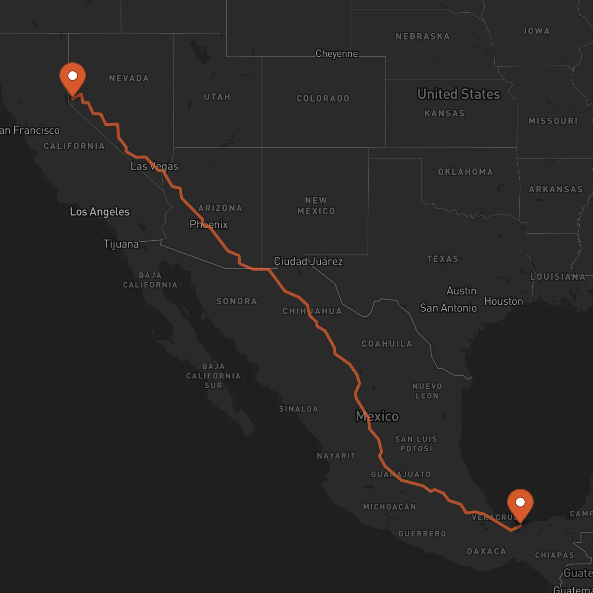 Ruta Coatzacoalcos - Carson City