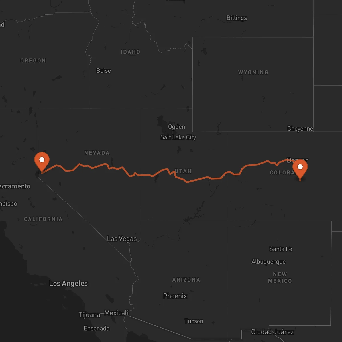 Ruta Carson City - Colorado Springs