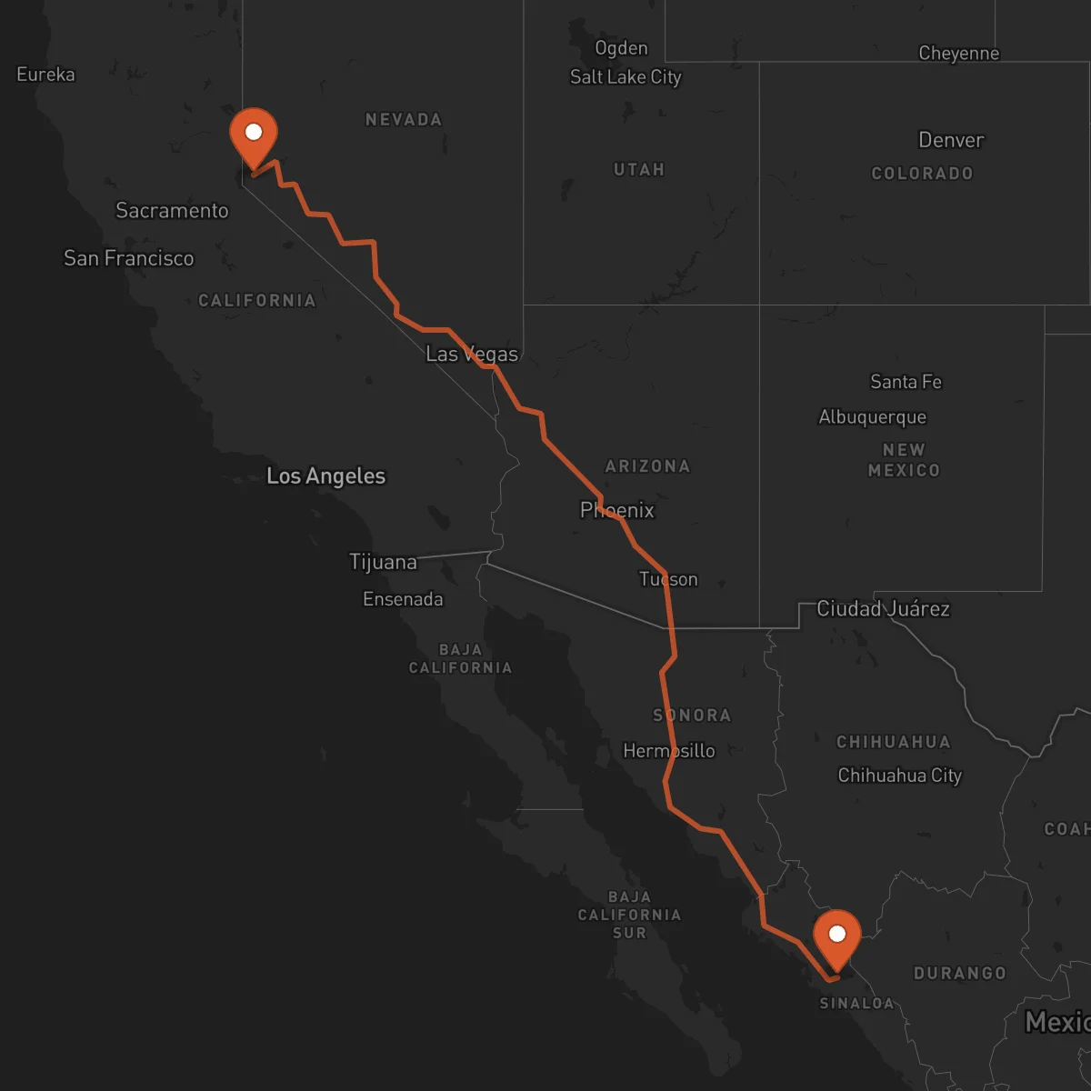 Ruta Culiacán Rosales - Carson City