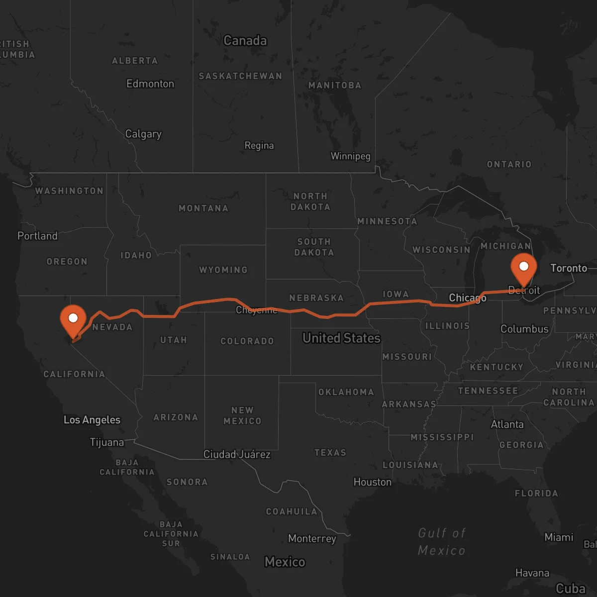 Ruta Detroit - Carson City