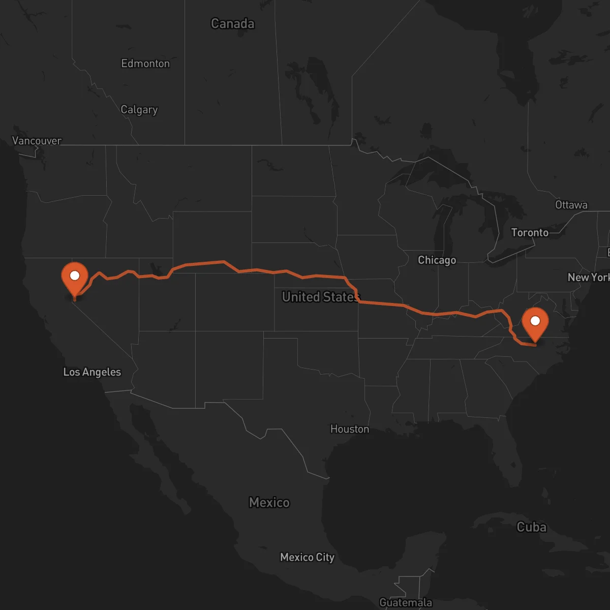 Ruta Carson City - Durham