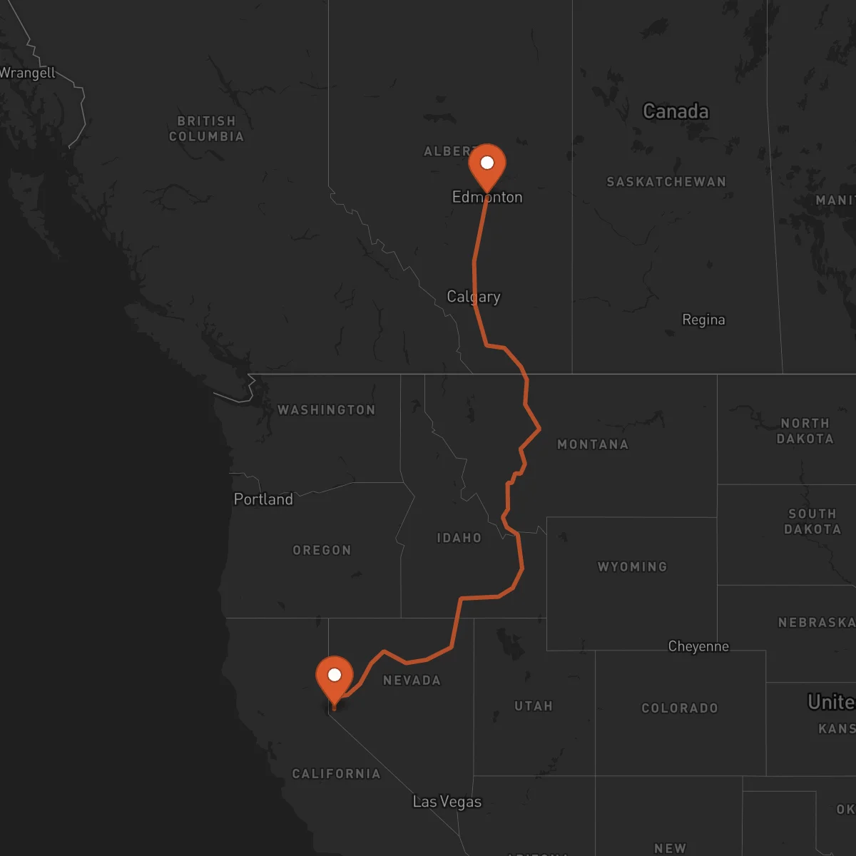 Ruta Carson City - Edmonton