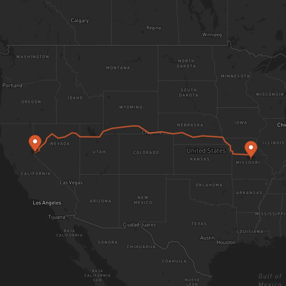 Ruta Jefferson City - Carson City