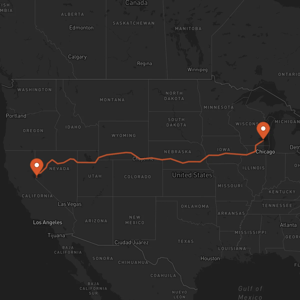 Ruta Milwaukee - Carson City