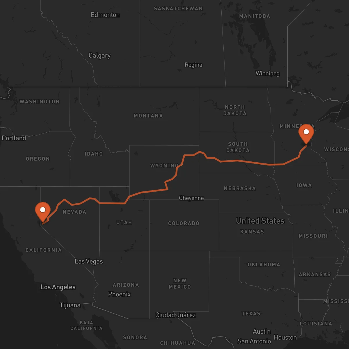 Ruta Carson City - Minneapolis