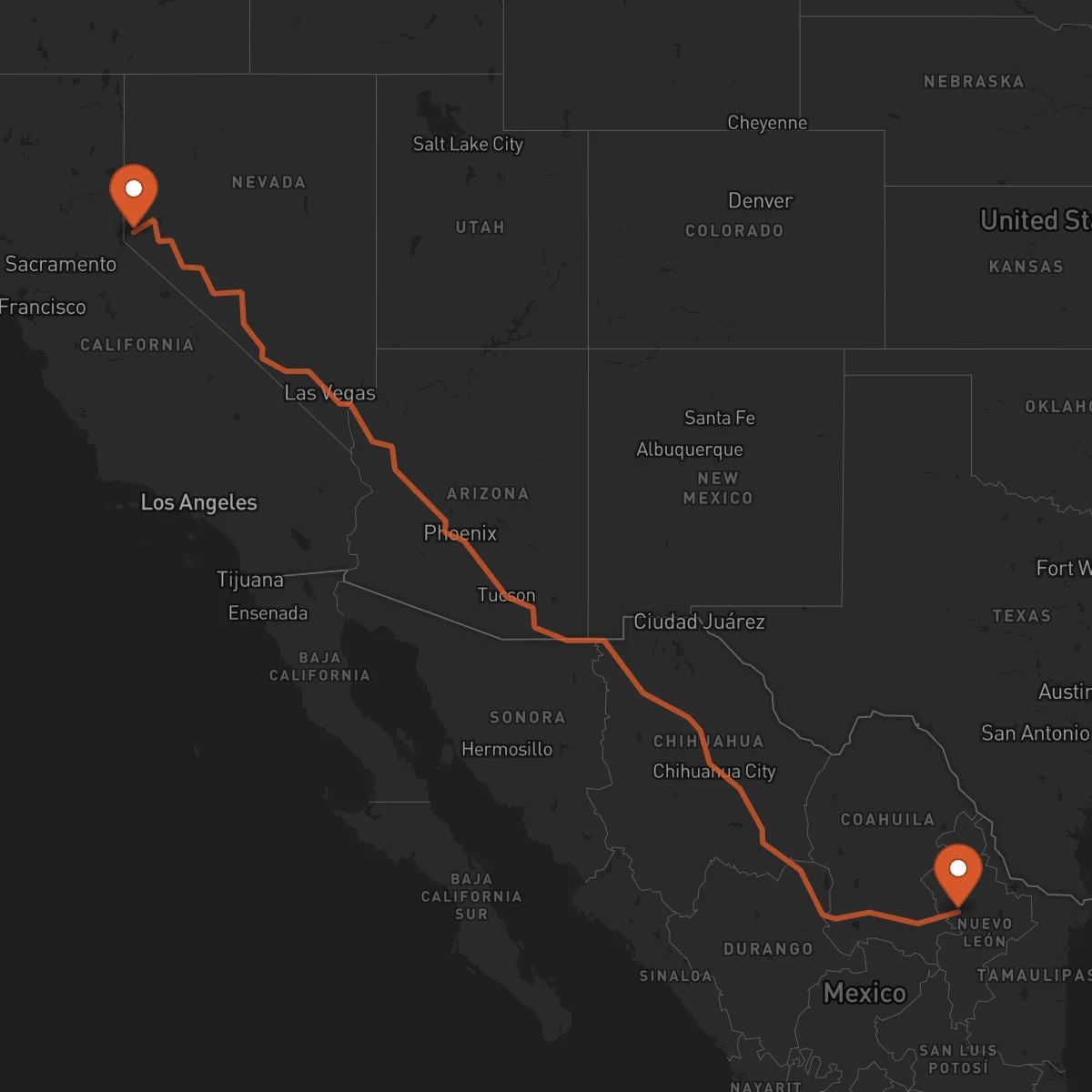 Ruta Monterrey - Carson City