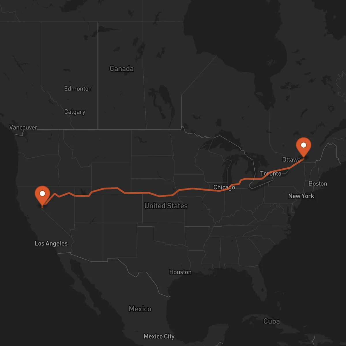 Ruta Montreal - Carson City