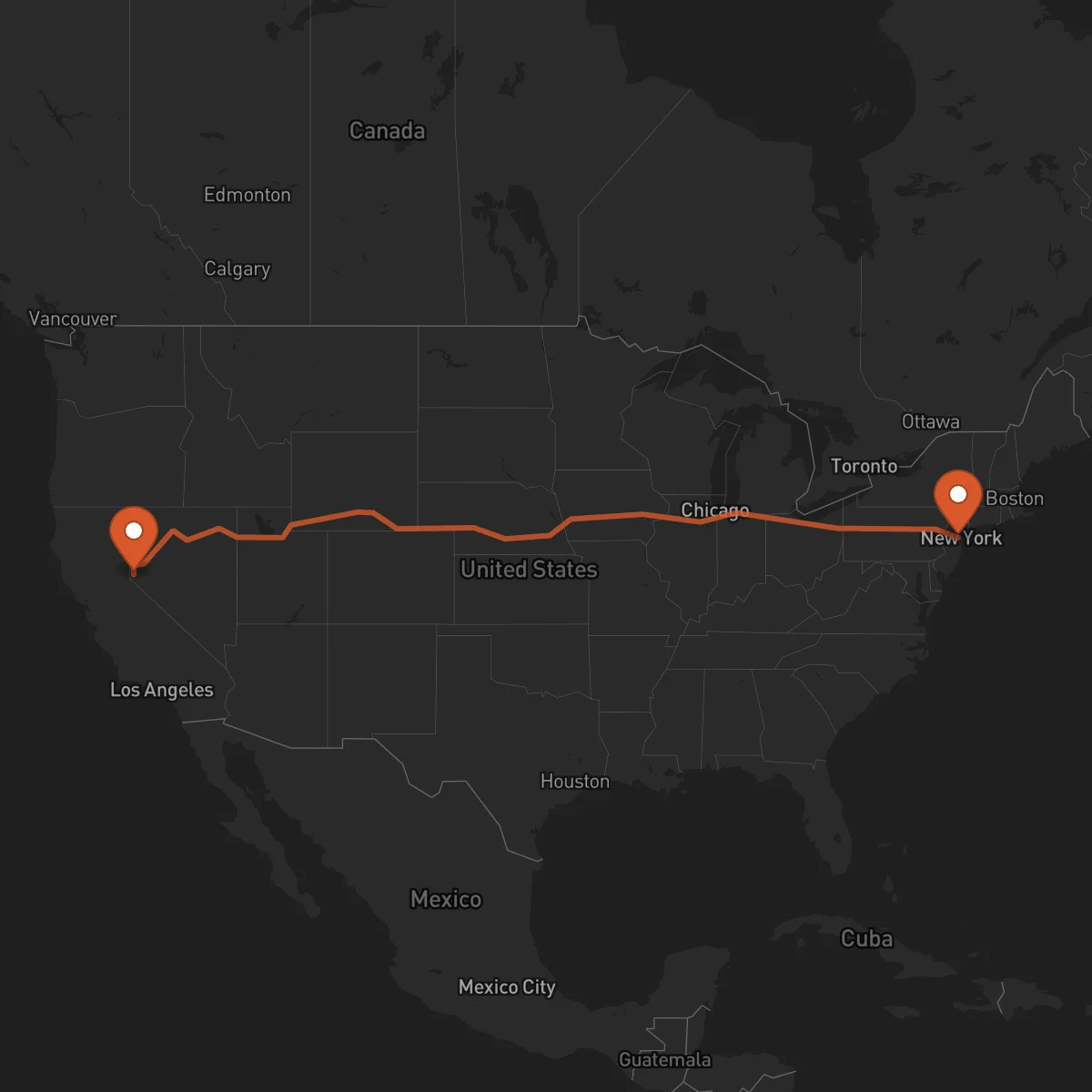 Ruta Carson City - Newark
