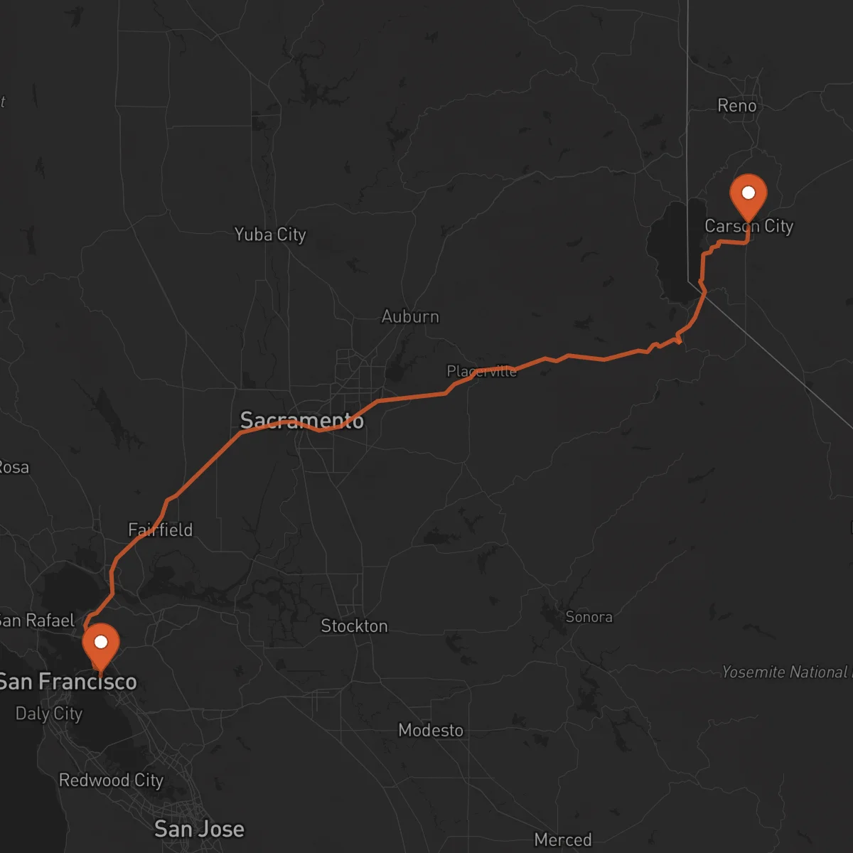 Ruta Carson City - Oakland
