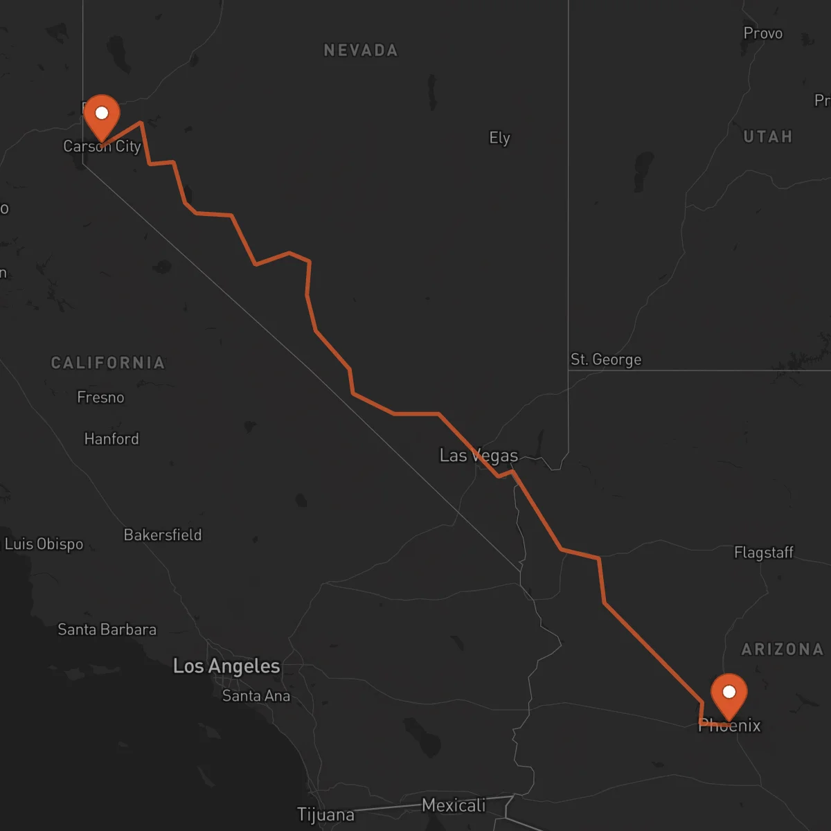 Ruta Carson City - Phoenix
