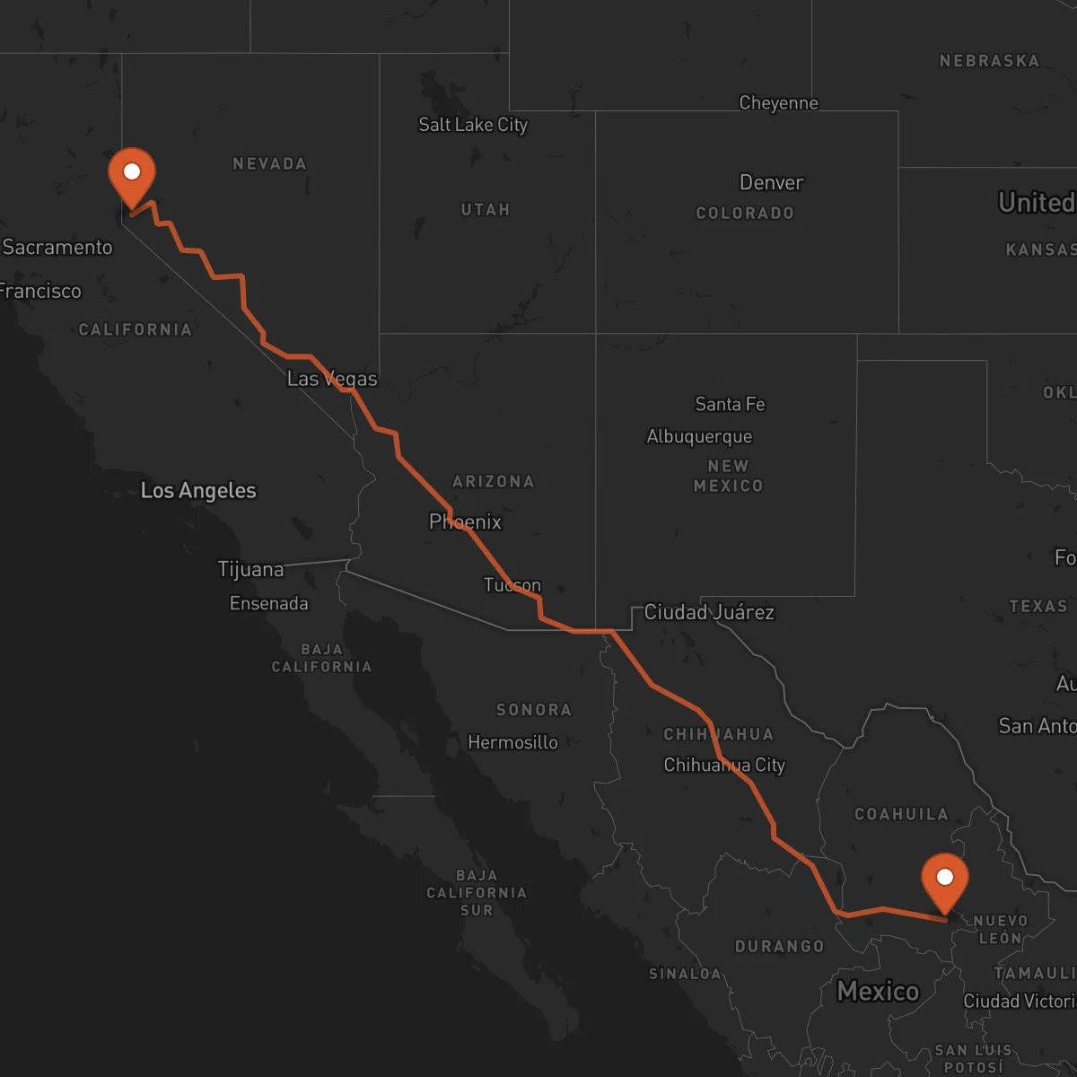 Ruta Carson City - Saltillo
