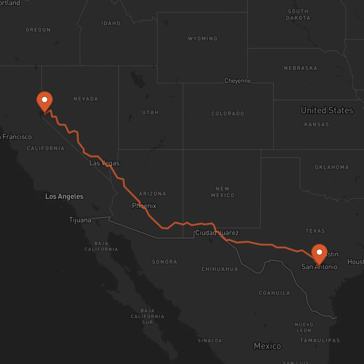 Ruta San Antonio - Carson City