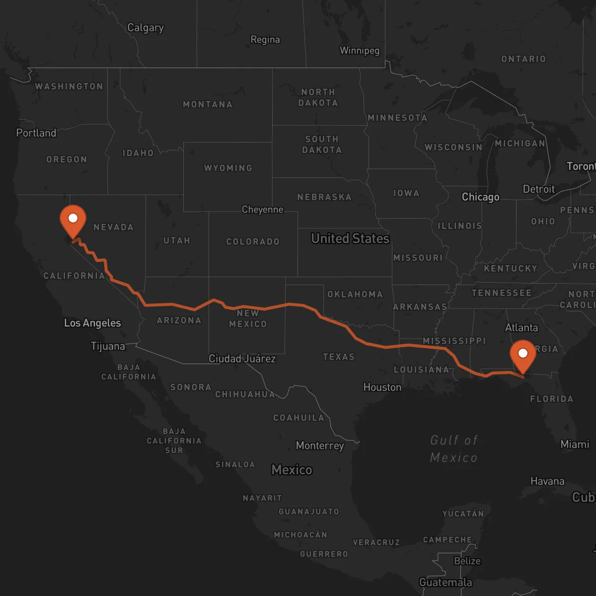 Ruta Carson City - Tallahassee