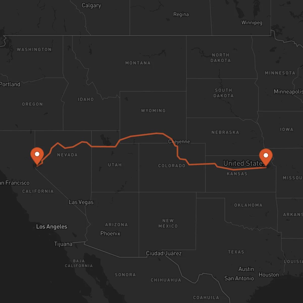 Ruta Topeka - Carson City