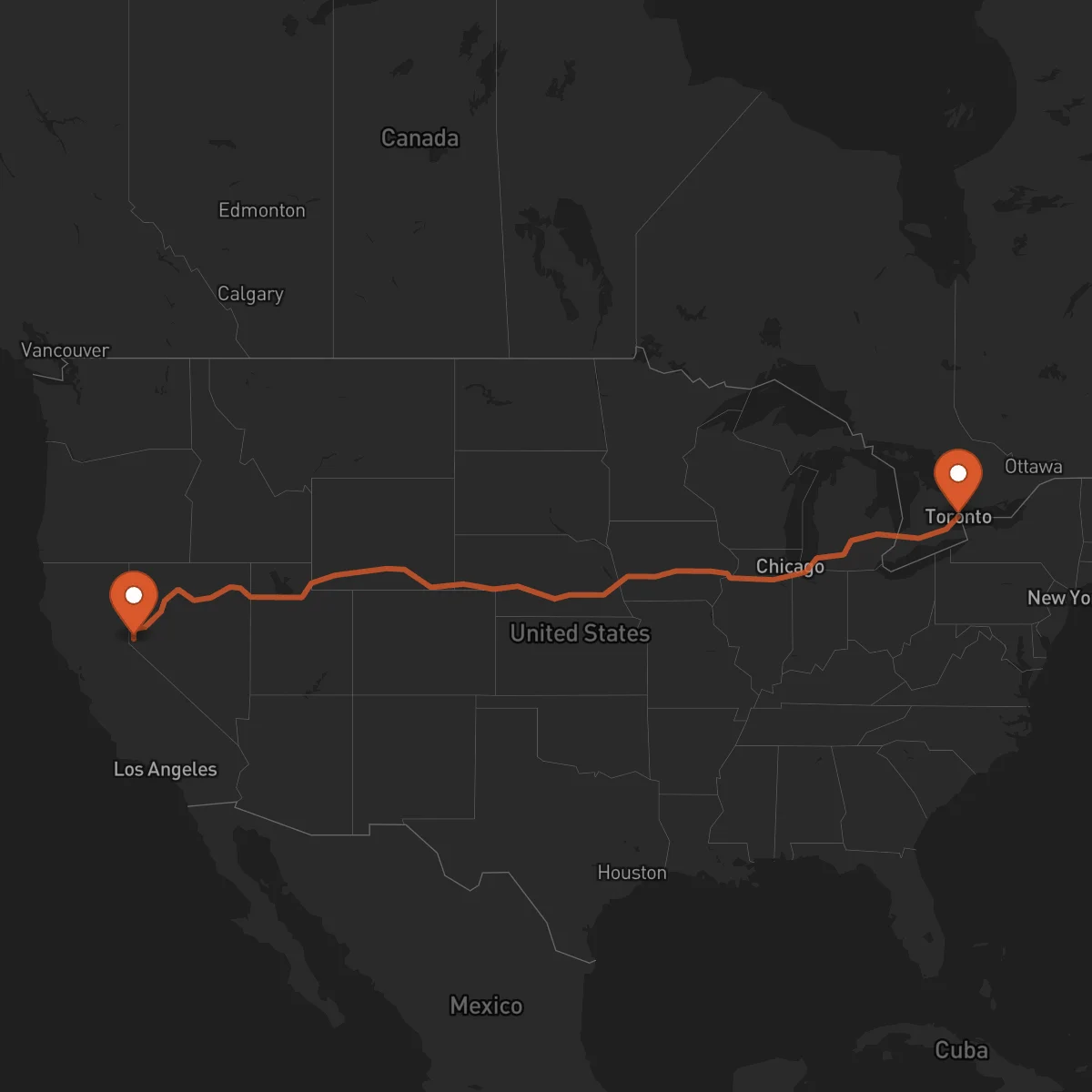 Ruta Toronto - Carson City