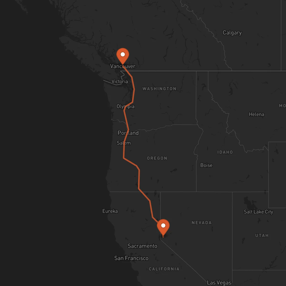 Ruta Vancouver - Carson City