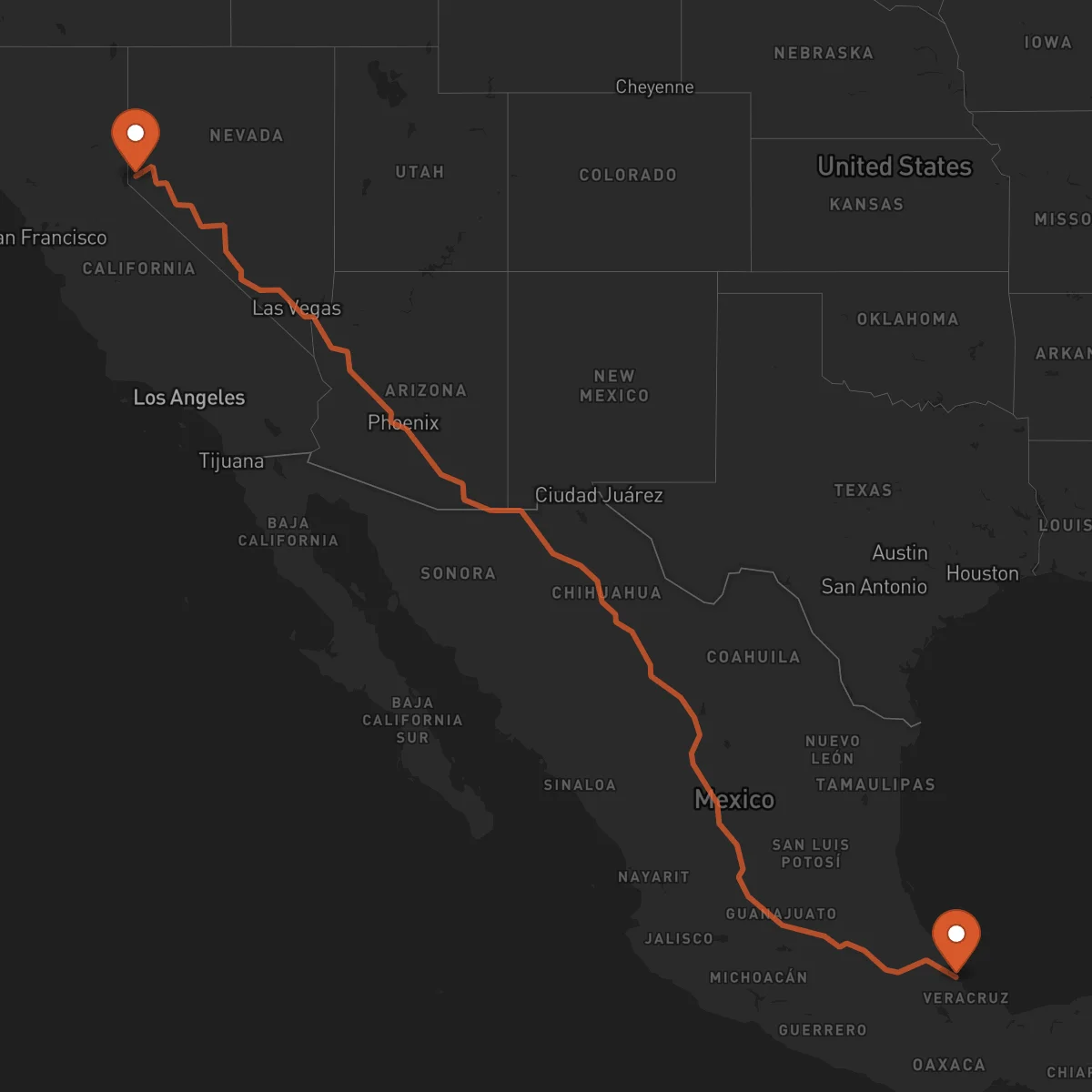Ruta Carson City - Veracruz