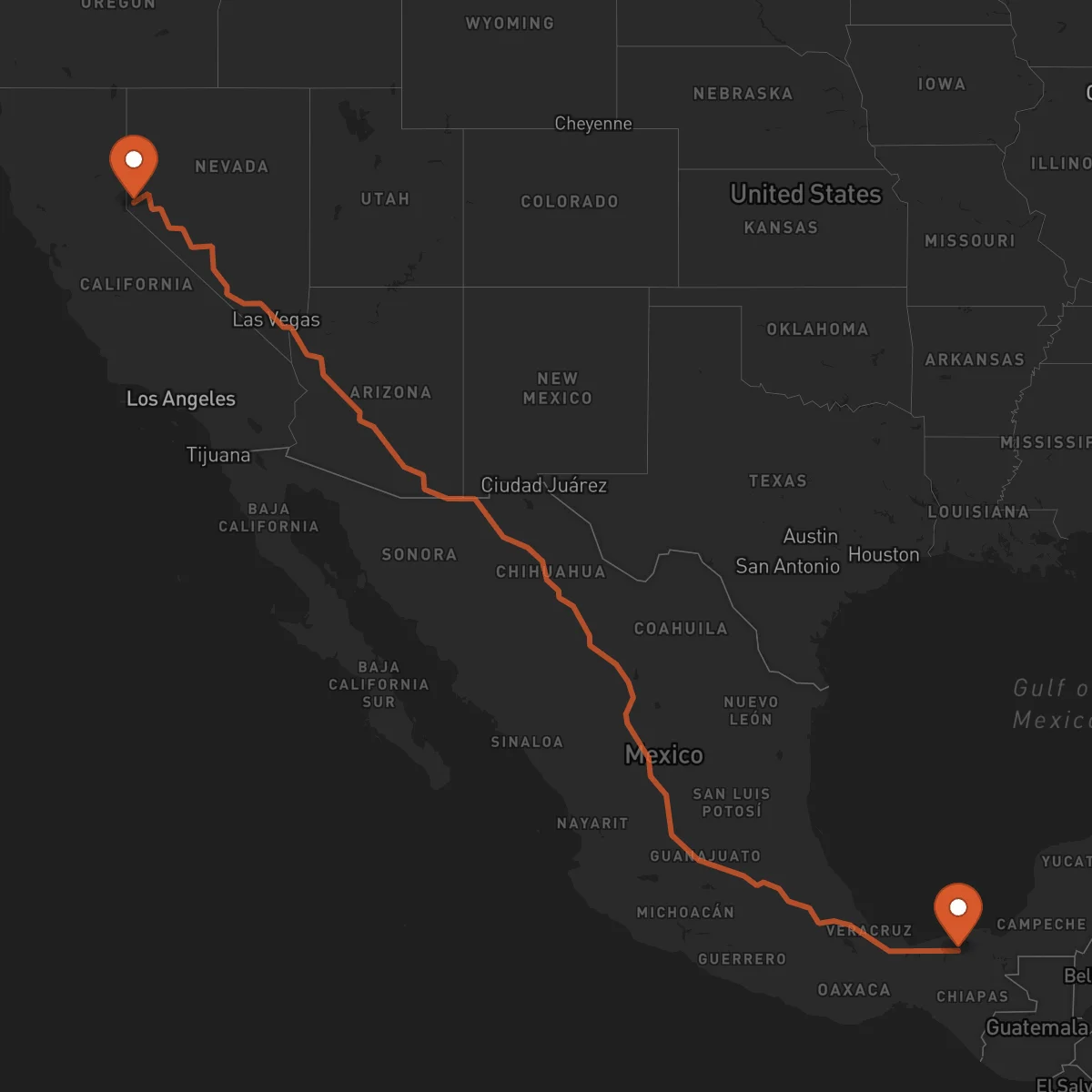 Ruta Carson City - Villahermosa