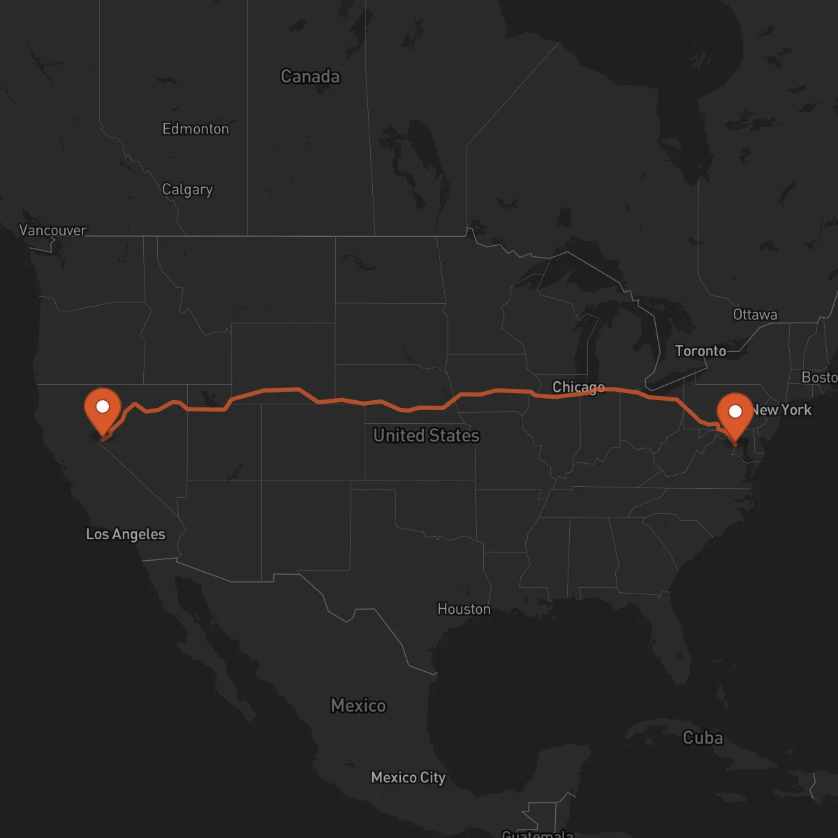 Ruta Carson City - Washington D.C.