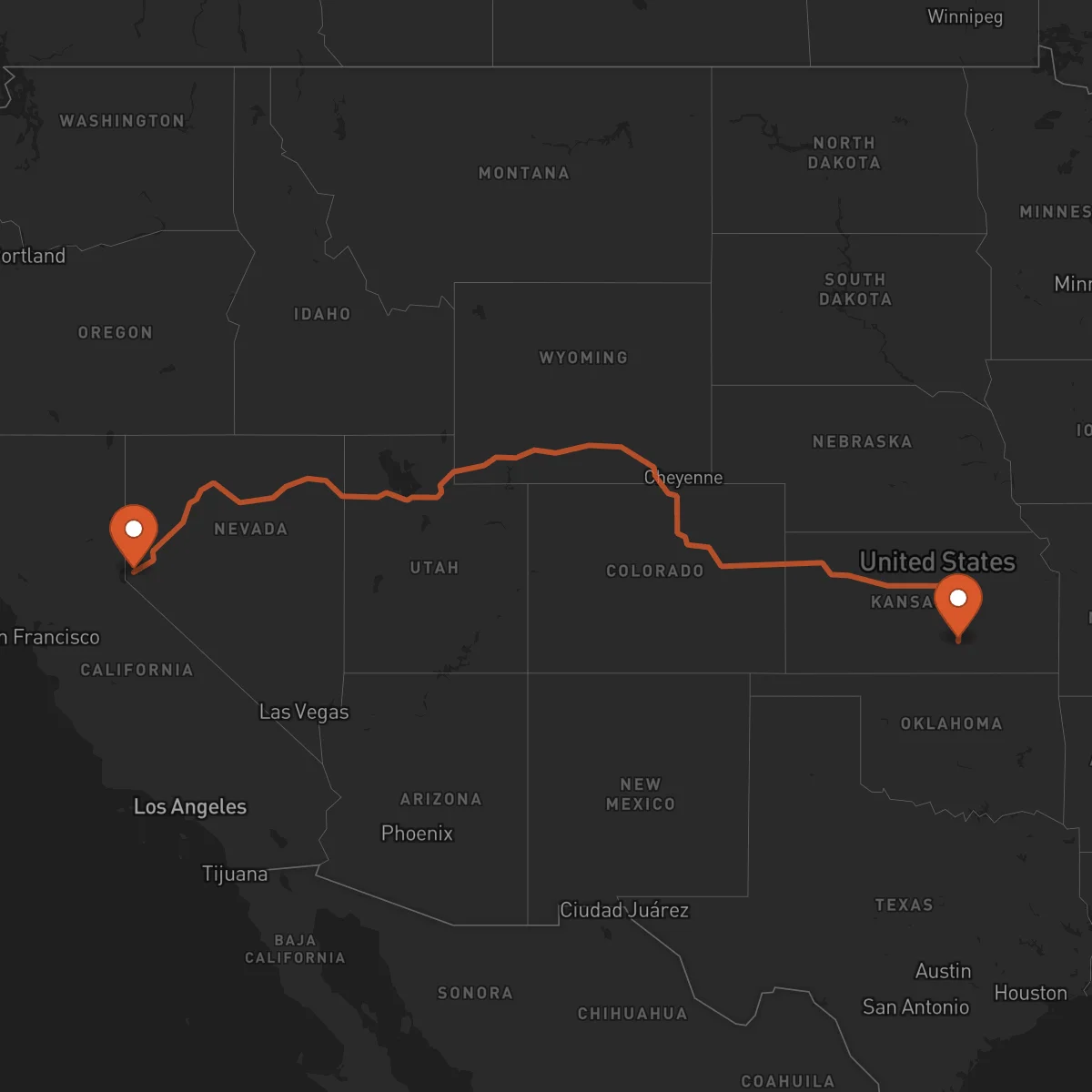Ruta Wichita - Carson City