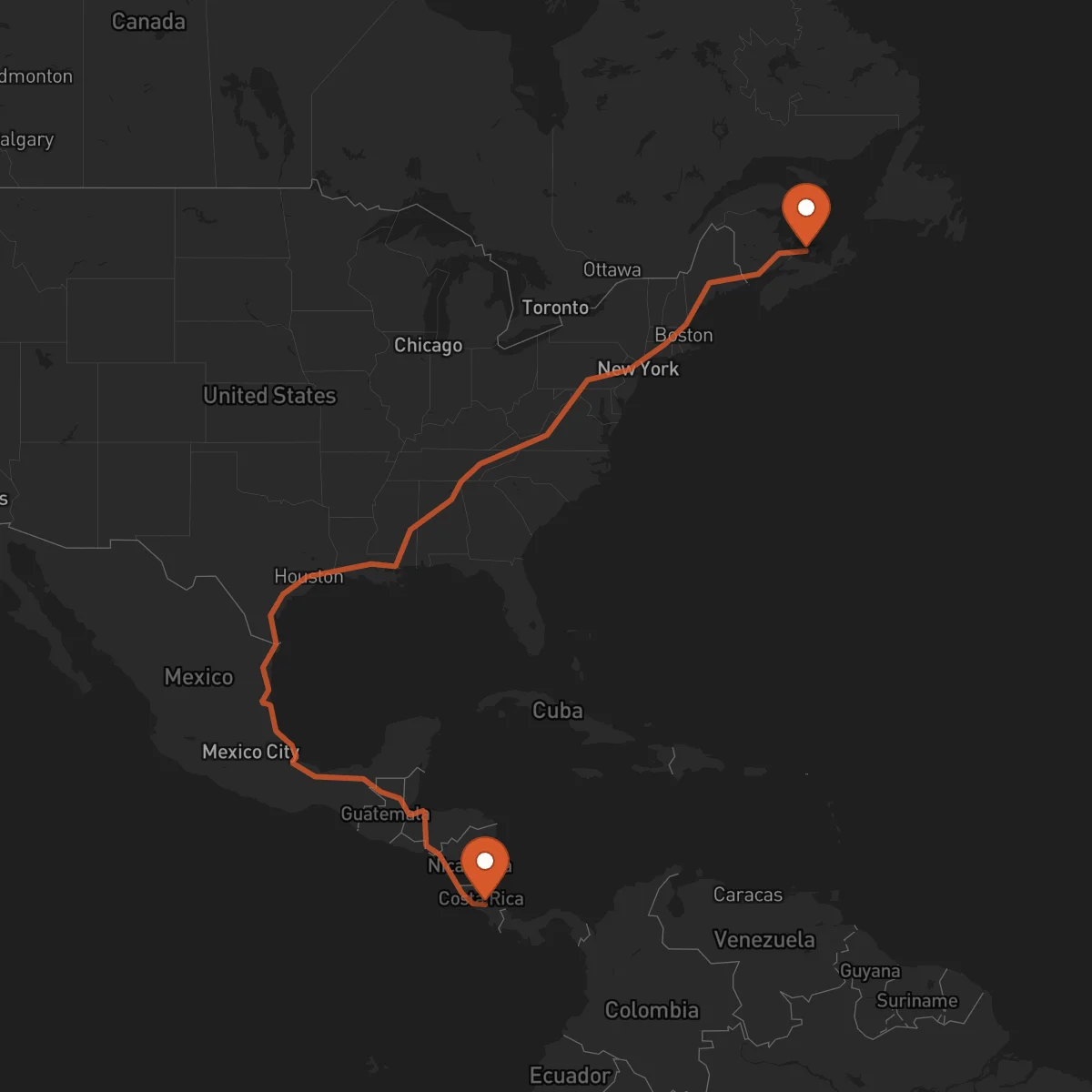 Ruta Charlottetown - Cartago