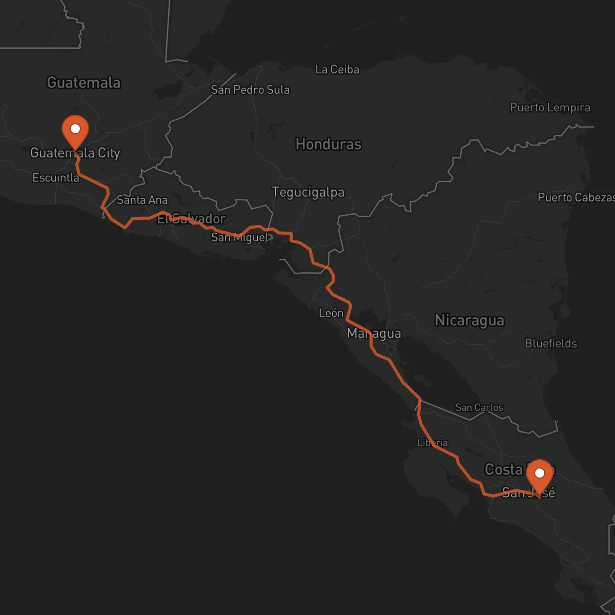 Ruta Ciudad de Guatemala - Cartago