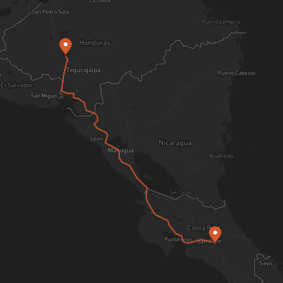 Ruta Comayagua - Cartago