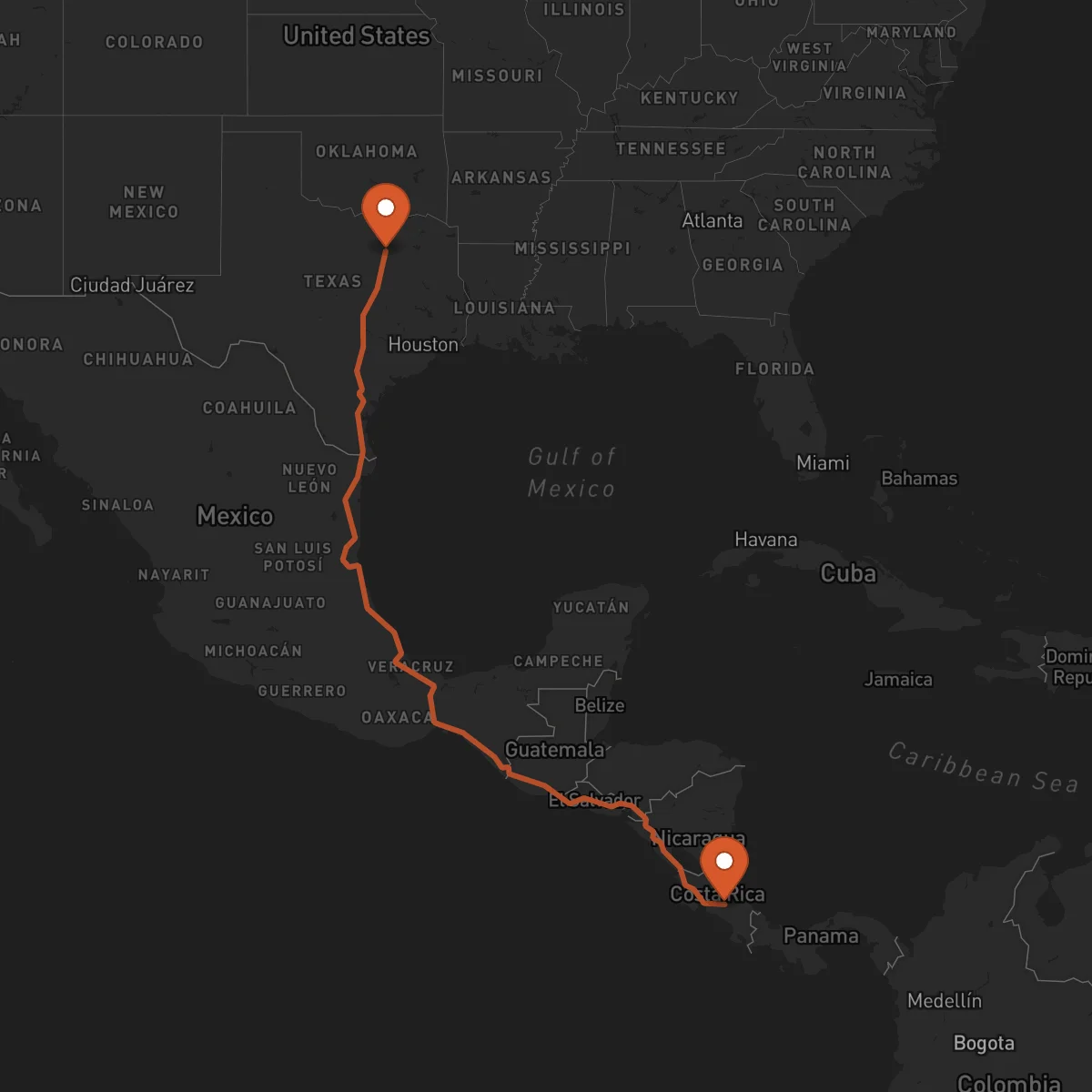 Ruta Dallas - Cartago