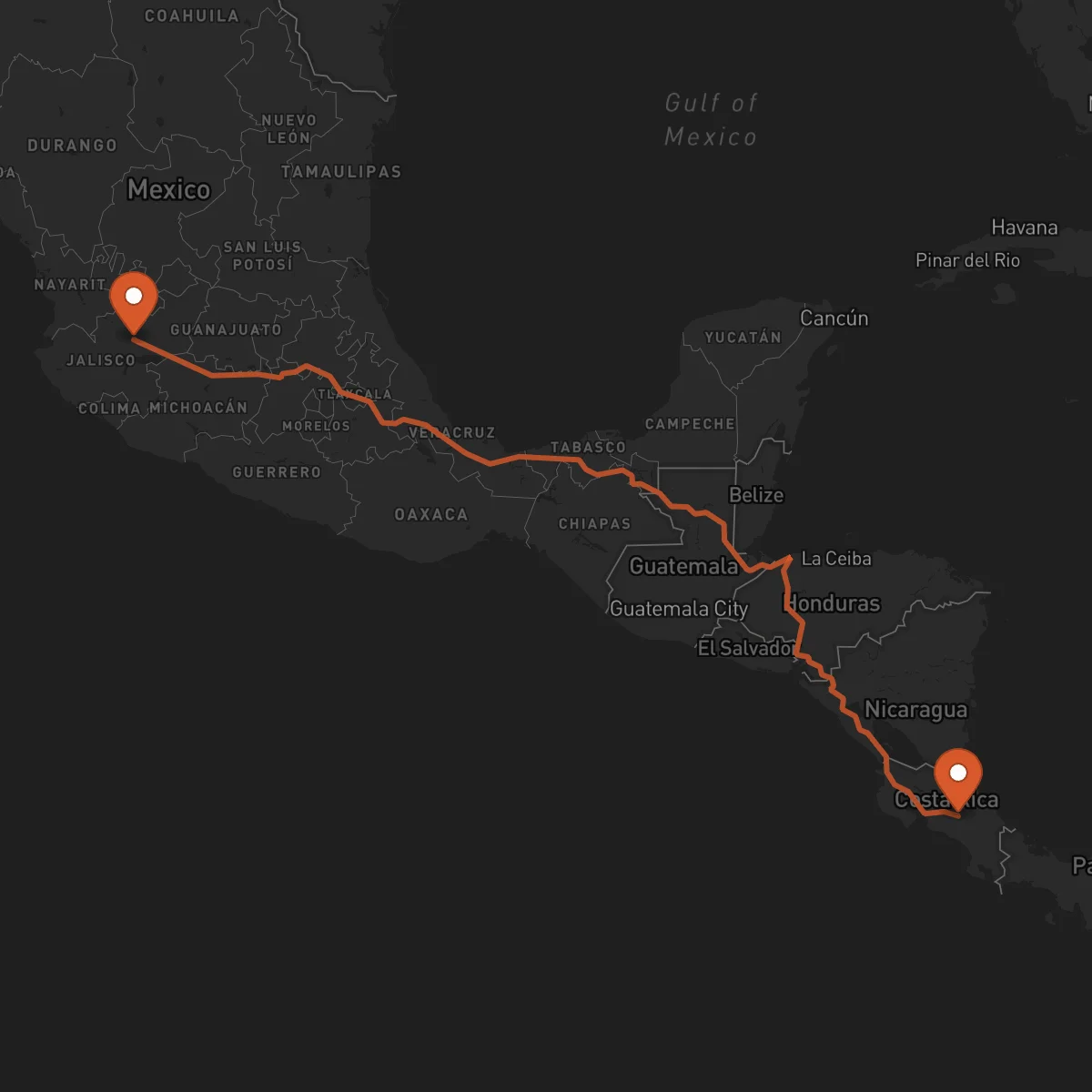 Ruta Cartago - Guadalajara