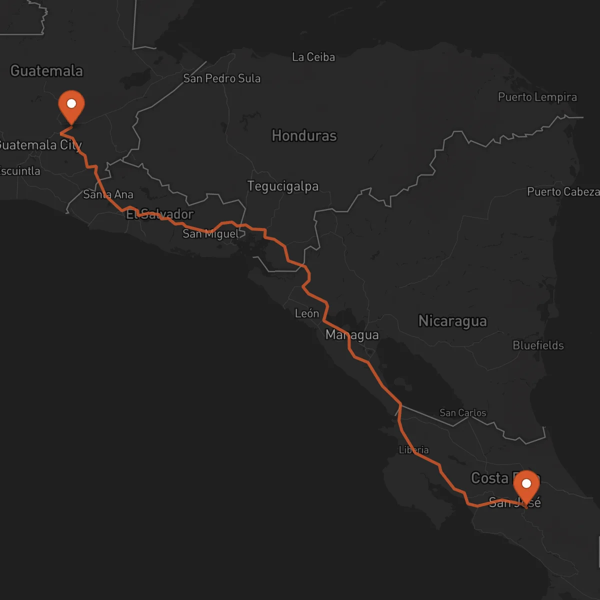 Ruta Cartago - Guastatoya