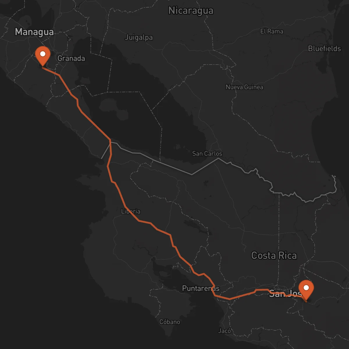 Ruta Cartago - Jinotepe