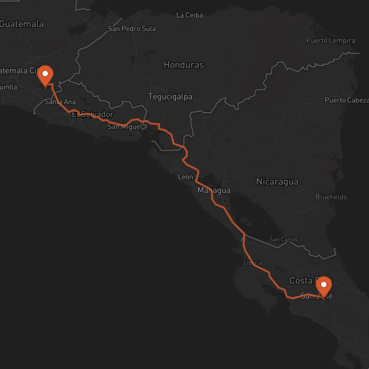 Ruta Cartago - Jutiapa